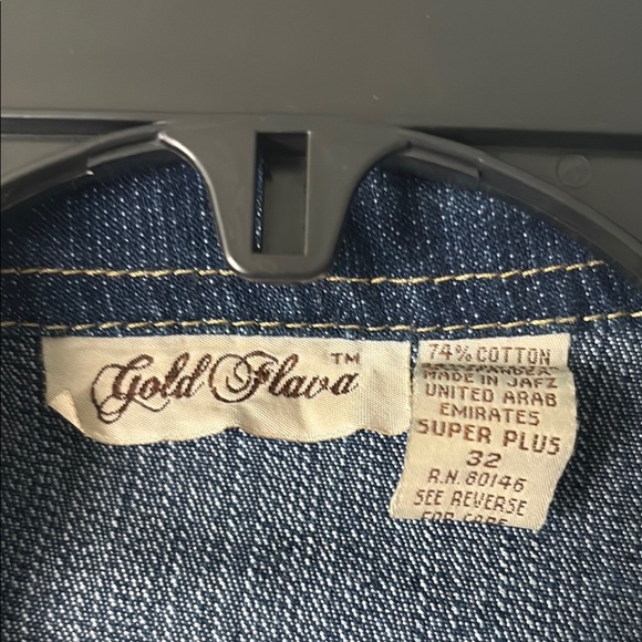 Oversized Denim Jacket with Yellow Accents by Gold Flava - Picture 2 of 4